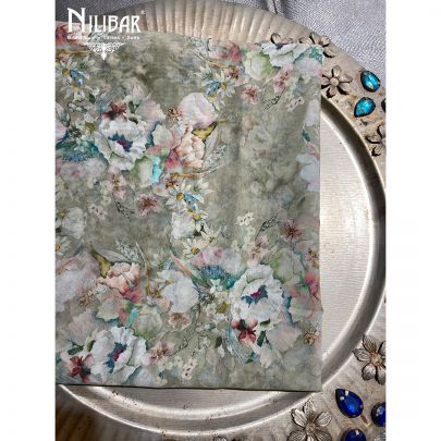 Sage Green Cotton Floral Printed Unstitched Suit.