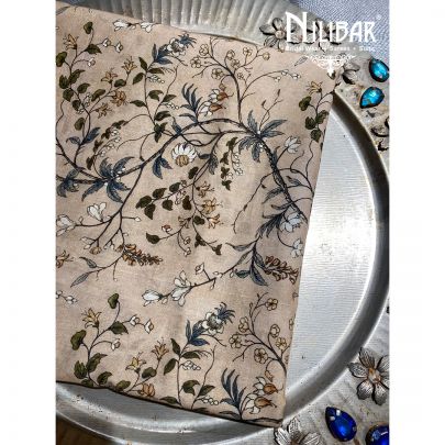 Beige Cotton Floral Printed Unstitched Suit