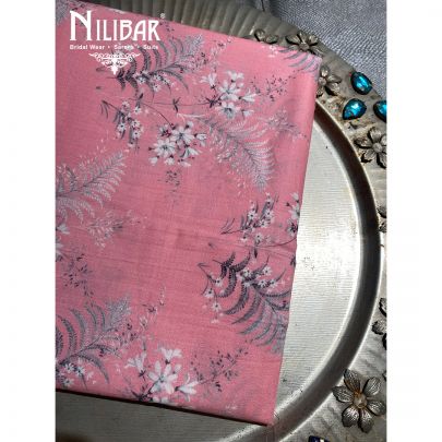 Pink Cotton Floral Printed Unstitched Suit