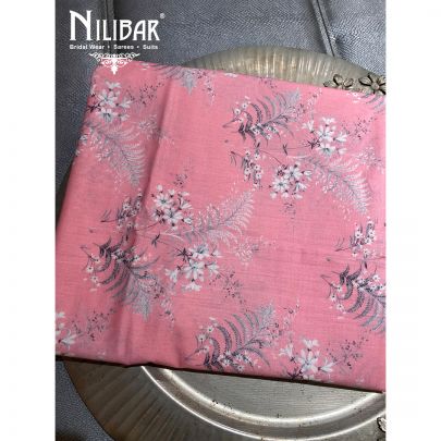 Pink Cotton Floral Printed Unstitched Suit