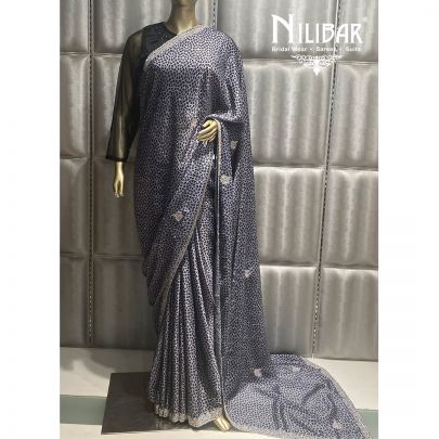 Black Crepe Printed Saree