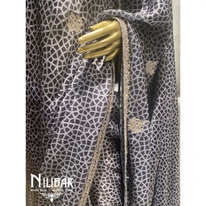 Black Crepe Printed Saree