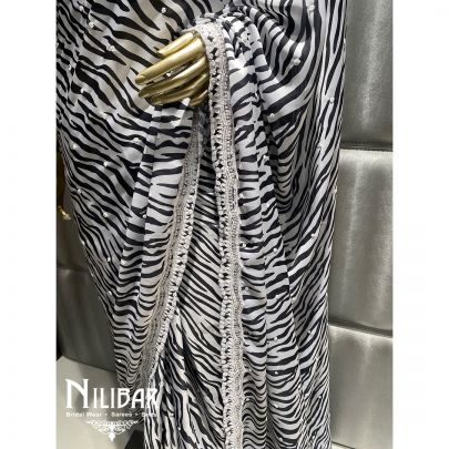 Black and White Crepe  Saree