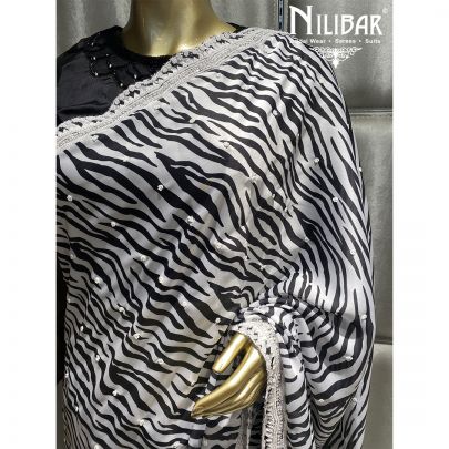 Black and White Crepe  Saree