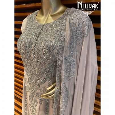 Grey Silk and Georgette Palazzo Suit