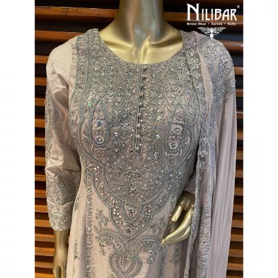Grey Silk and Georgette Palazzo Suit