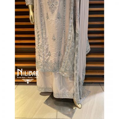 Grey Silk and Georgette Palazzo Suit