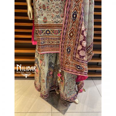 Green Crepe Silk Garara Suit