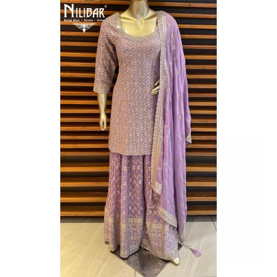 Mauve Chinon Palazzo Suit