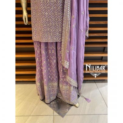 Mauve Chinon Palazzo Suit