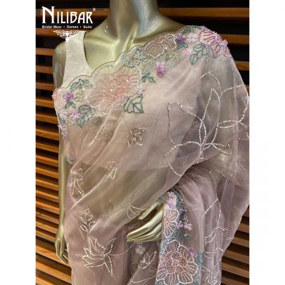 Beige Organza Saree