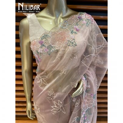 Beige Organza Saree