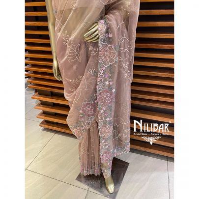 Beige Organza Saree