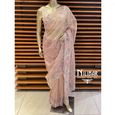 Beige Organza Saree