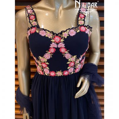Navy Blue Peplum Georgette Sharara Suit
