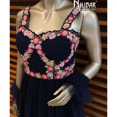 Navy Blue Peplum Georgette Sharara Suit