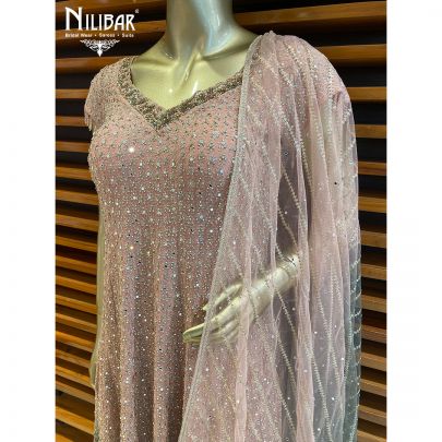 Pink Georgette and Net Palazzo Suit