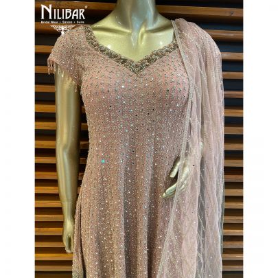 Pink Georgette and Net Palazzo Suit