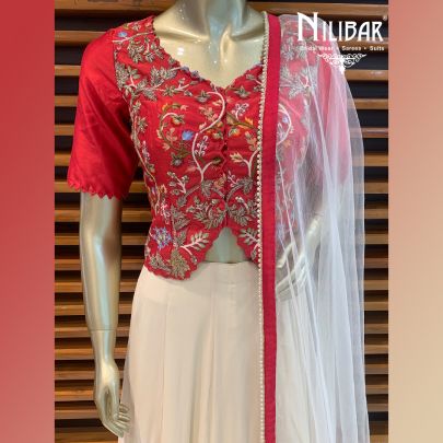 Red Cream Lehenga