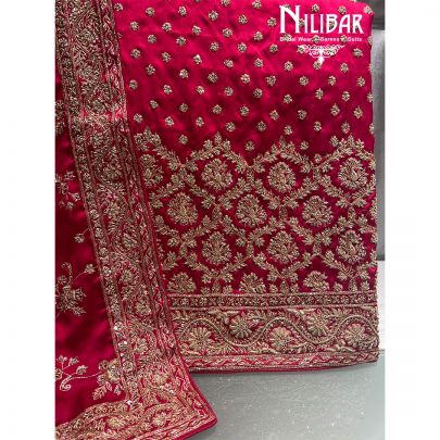 Hot Pink Satin Unstitched Suit