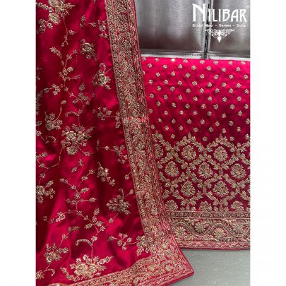 Hot Pink Satin Unstitched Suit