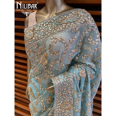 Arctic Blue Georgette Saree