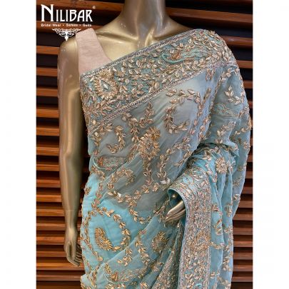 Arctic Blue Georgette Saree