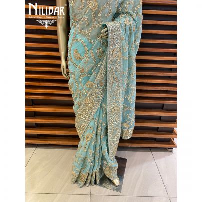 Arctic Blue Georgette Saree