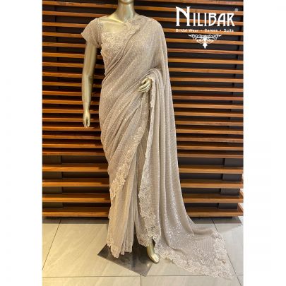 Beige net Saree