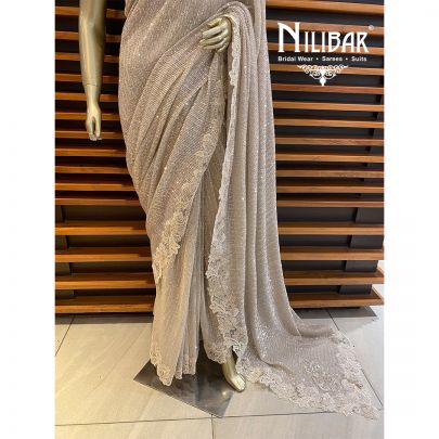Beige net Saree