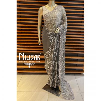 Purplish Grey Organza Saree