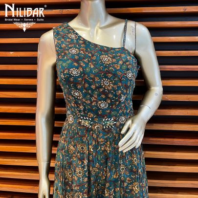 Bottle Green Georgette Printed Jumpsuit