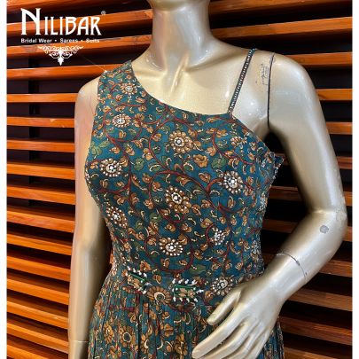 Bottle Green Georgette Printed Jumpsuit