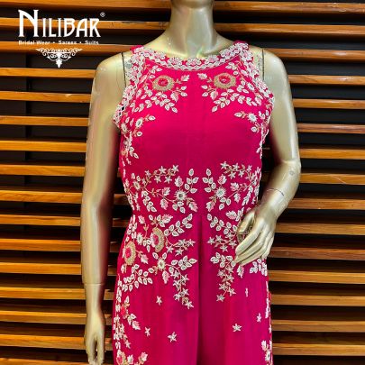 Hot Pink Silk and Net Jumpsuit
