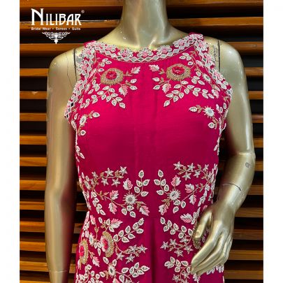 Hot Pink Silk and Net Jumpsuit