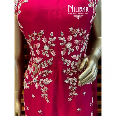 Hot Pink Silk and Net Jumpsuit