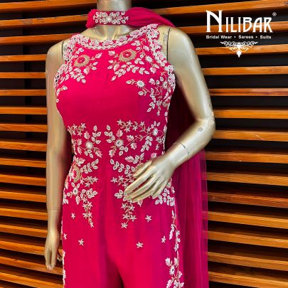 Hot Pink Silk and Net Jumpsuit