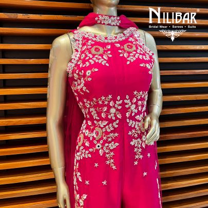 Hot Pink Silk and Net Jumpsuit