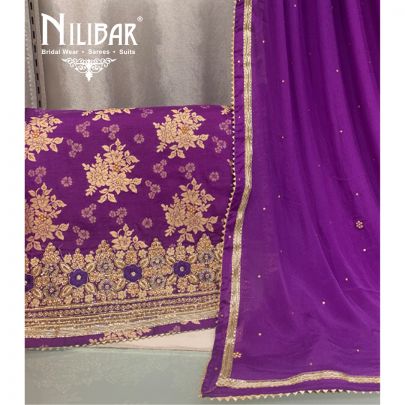 Purple Silk Unstitched Suit