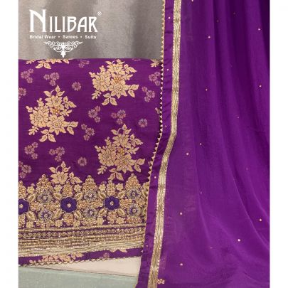 Purple Silk Unstitched Suit