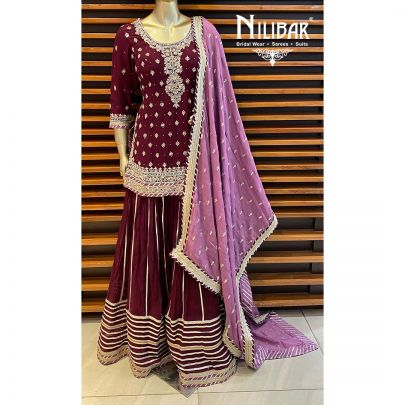 Boysenberry Purple Net and Georgette Suit