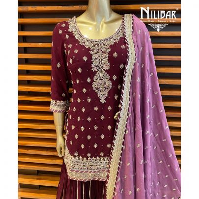 Boysenberry Purple Net and Georgette Suit