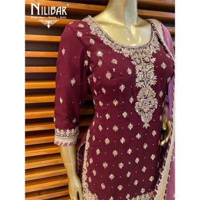 Boysenberry Purple Net and Georgette Suit