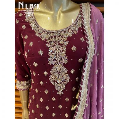 Boysenberry Purple Net and Georgette Suit