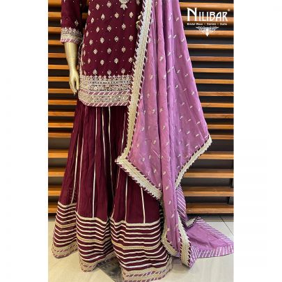 Boysenberry Purple Net and Georgette Suit
