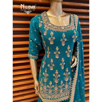 Teal Green Georgette Palazzo