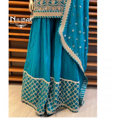 Teal Green Georgette Palazzo
