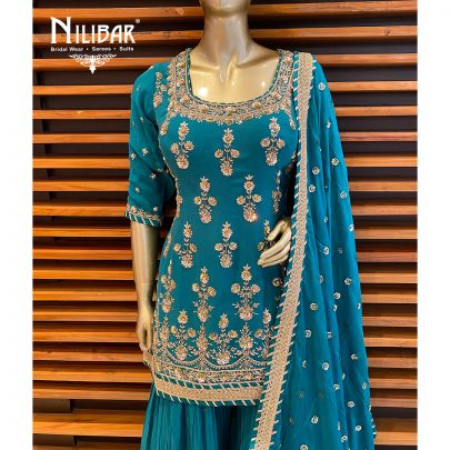 Teal Green Georgette Palazzo