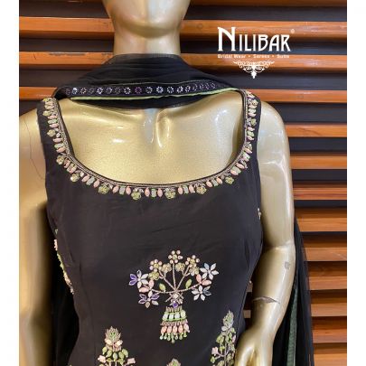 Black Silk Georgette Sharara Suit