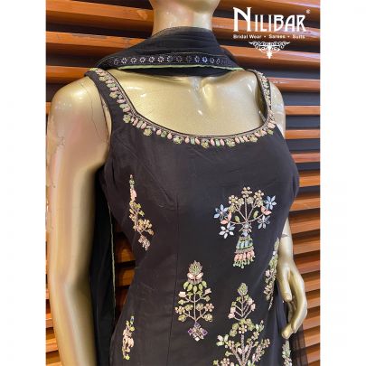 Black Silk Georgette Sharara Suit